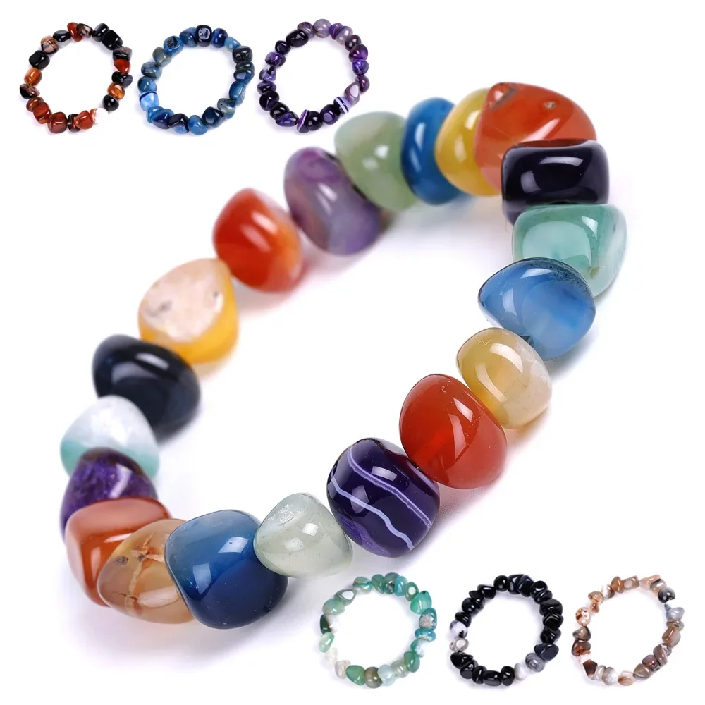 10pcs Irregular Shape Agate Hand String Colorful Dream Lemon Yellow Purple Natural Stone 7 Chakra Yoga Bracelet