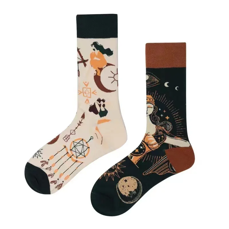 Neue Frühling Und Sommer Paare Skateboard Sox Kreative Abstrakte Kunst Harajuku Hip Hop Straßen Flut Socken Bunte Lustige Socken – Detail 1