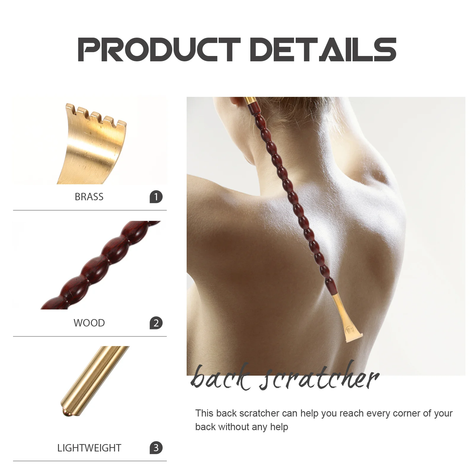

Wooden Back Handheld Back Massager Portable Lightweight Scratch Tool For Home Body Massage Itch Relief Handheld Device