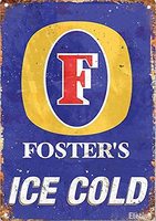 Eletina twinkle Aluminum Vintage Sign Ice Cold Fosters Beer Replica Exterior Home bar Decoration Vintage Metal tin Sign 8 x 12 i