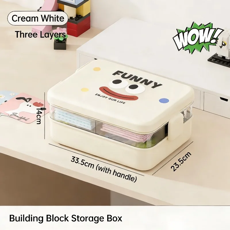 

3-Layer Building Block Storage Box, Kids' Toy Organizer for Construction Blocks, Display Case with Drawers