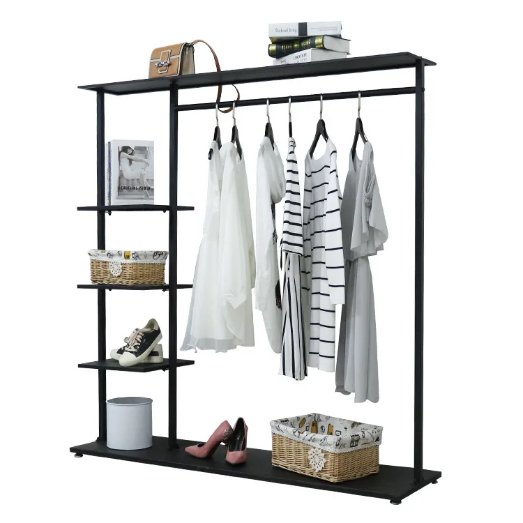 Clothing store display rack, wrought iron hanger, floor-to-ceiling Nakajima shelf, simple coat rack, clothes rack in the bedroom