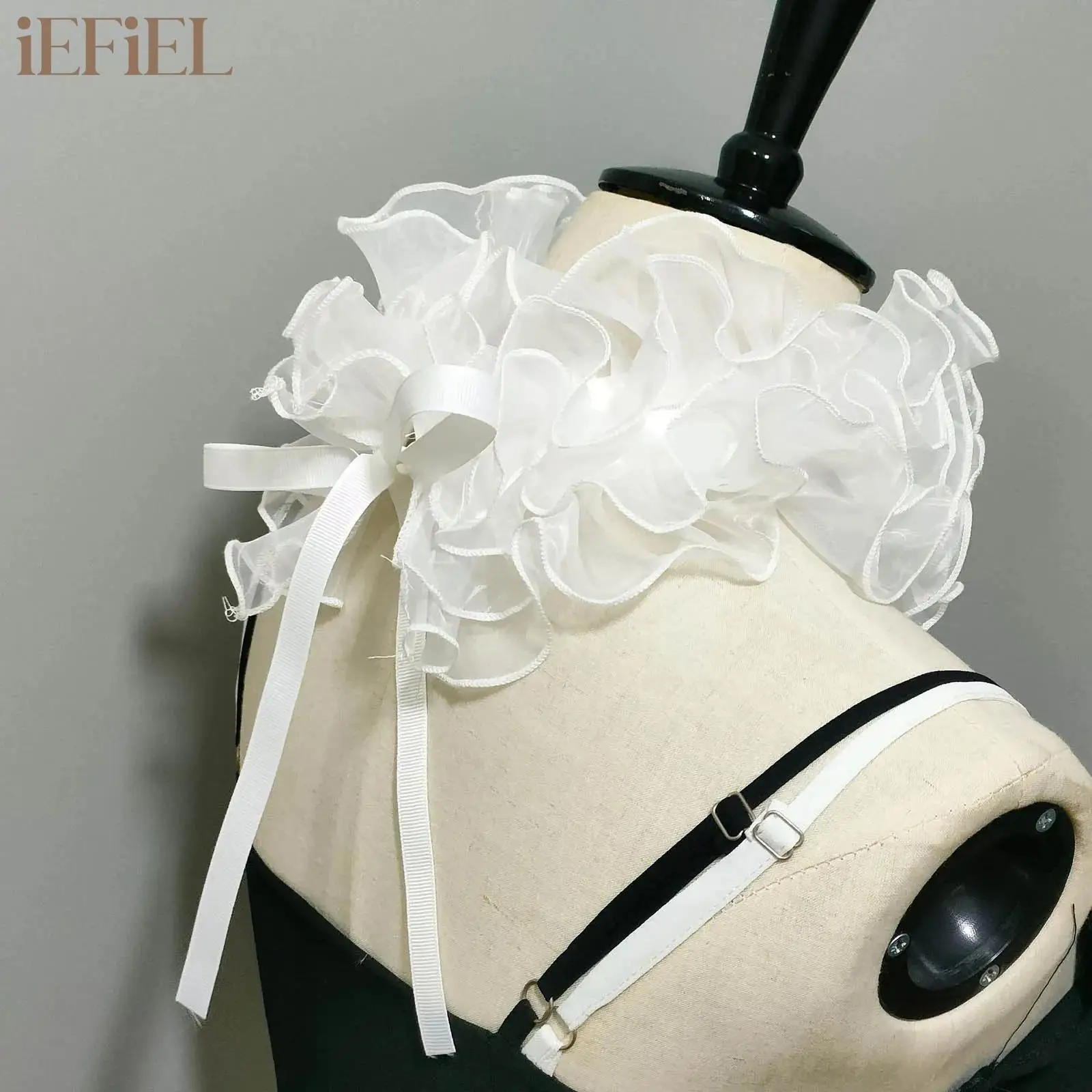 

Elegant Ladies Costume Detachable False Collar Victorian Renaissance Ruffle Neck Collar Royal Organza Fake Collar Frilled Collar