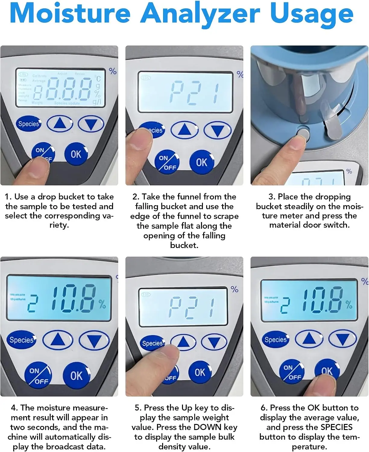 Digital Grain Moisture Meter Wheat Corn Rice Moisture Tester 24 Grain Types Agricultural Tester LCD Display Fast Accurate Measur