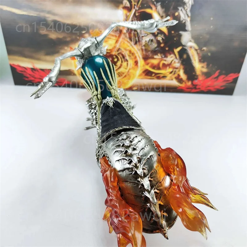 Ghost Rider mit Motorrad Figur zum 85. Jubiläum, Leuchtende Flammen-Effekt Glühende Motorrad-Sammlerfigur Modell Spielzeug 38CM – Detail 19
