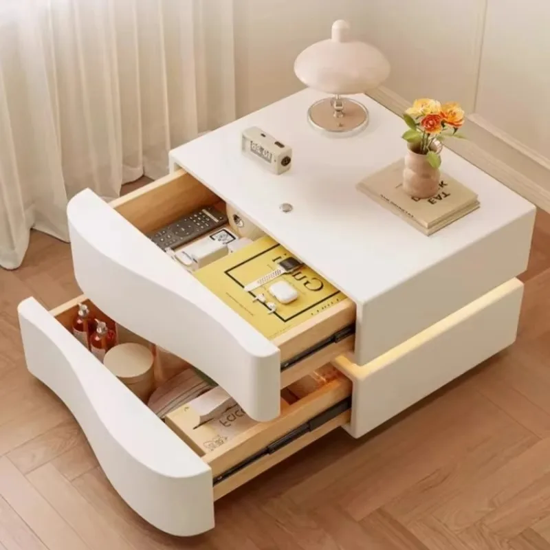 منضدة تخزين جمالية لغرفة النوم الاسكندنافية تصميم حديث طاولة بجانب السرير فاخرة أثاث فندق من الخشب البسيط Mesitas De Noche #4