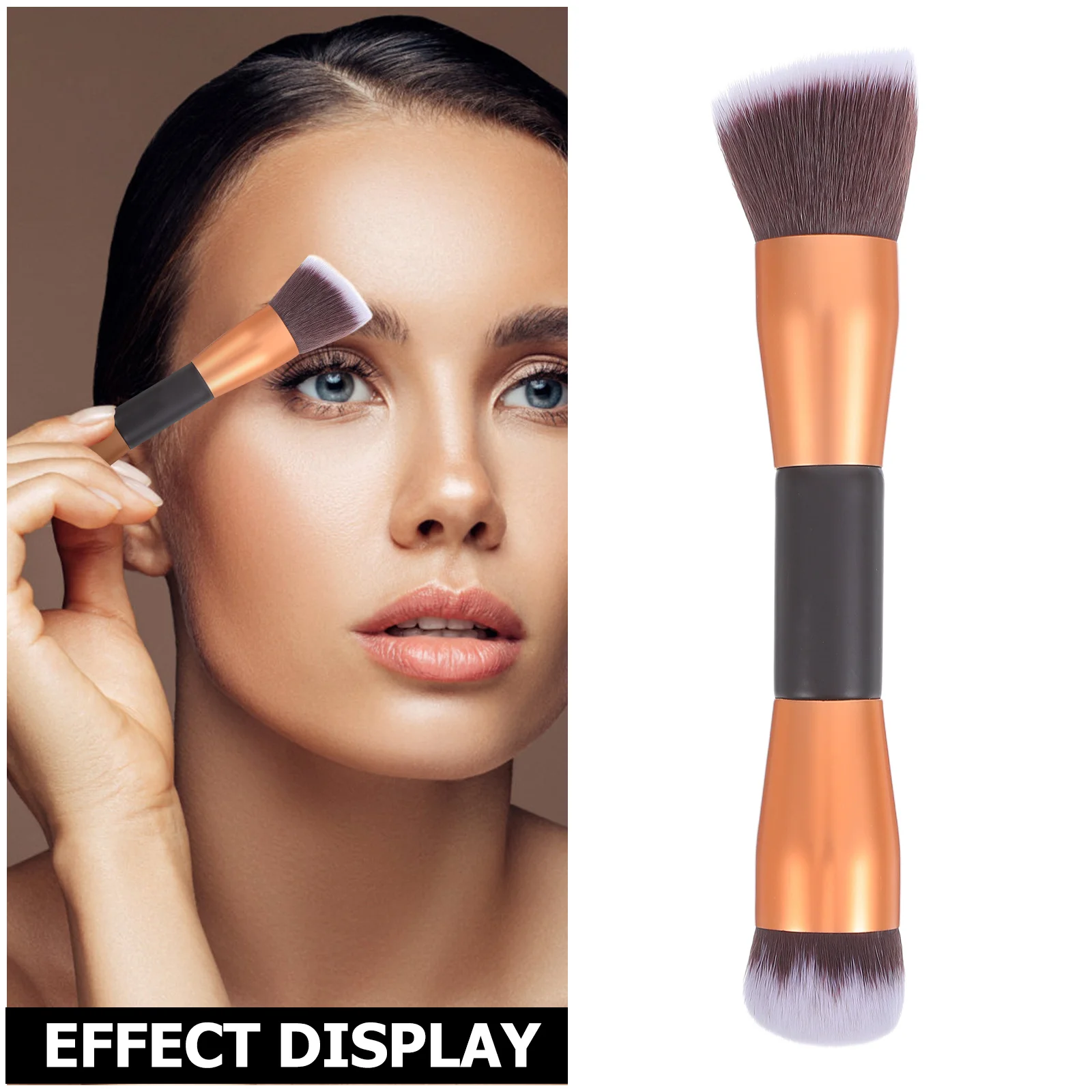 1 قطعة فرشاة البودرة السائبة ذات نهاية مزدوجة فرشاة ماكياج محمولة أداة مكياج احترافية مستلزمات التجميل