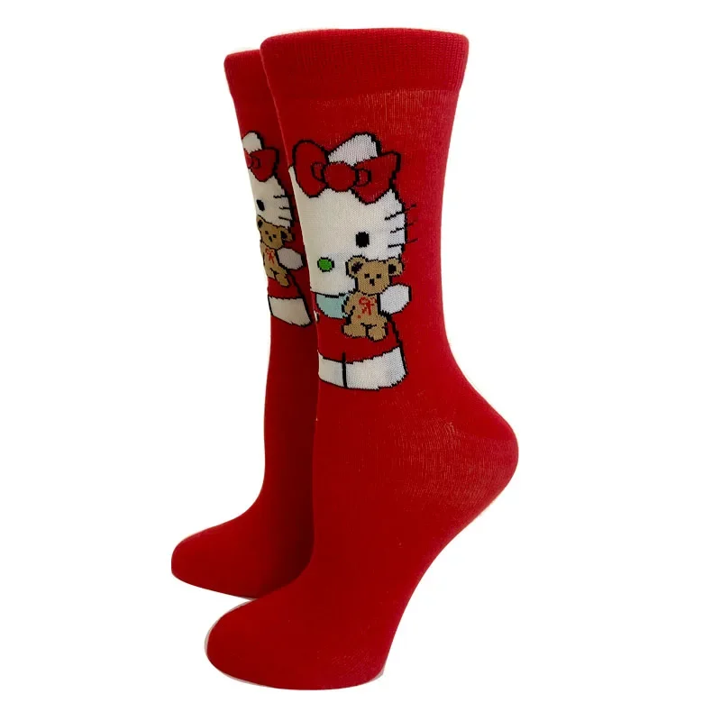 Anime nueva moda colorido divertido feliz Casual calcetines largos de mujer vestido Harajuku lindo dibujos animadosCatcreativeMenSocksSize35-45 calcetines de Yoga