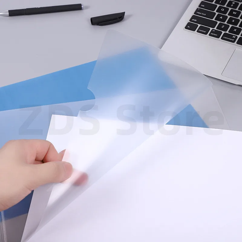A4 Specification 10PCS L-Shaped Office Data Transparent Folder 2-Page