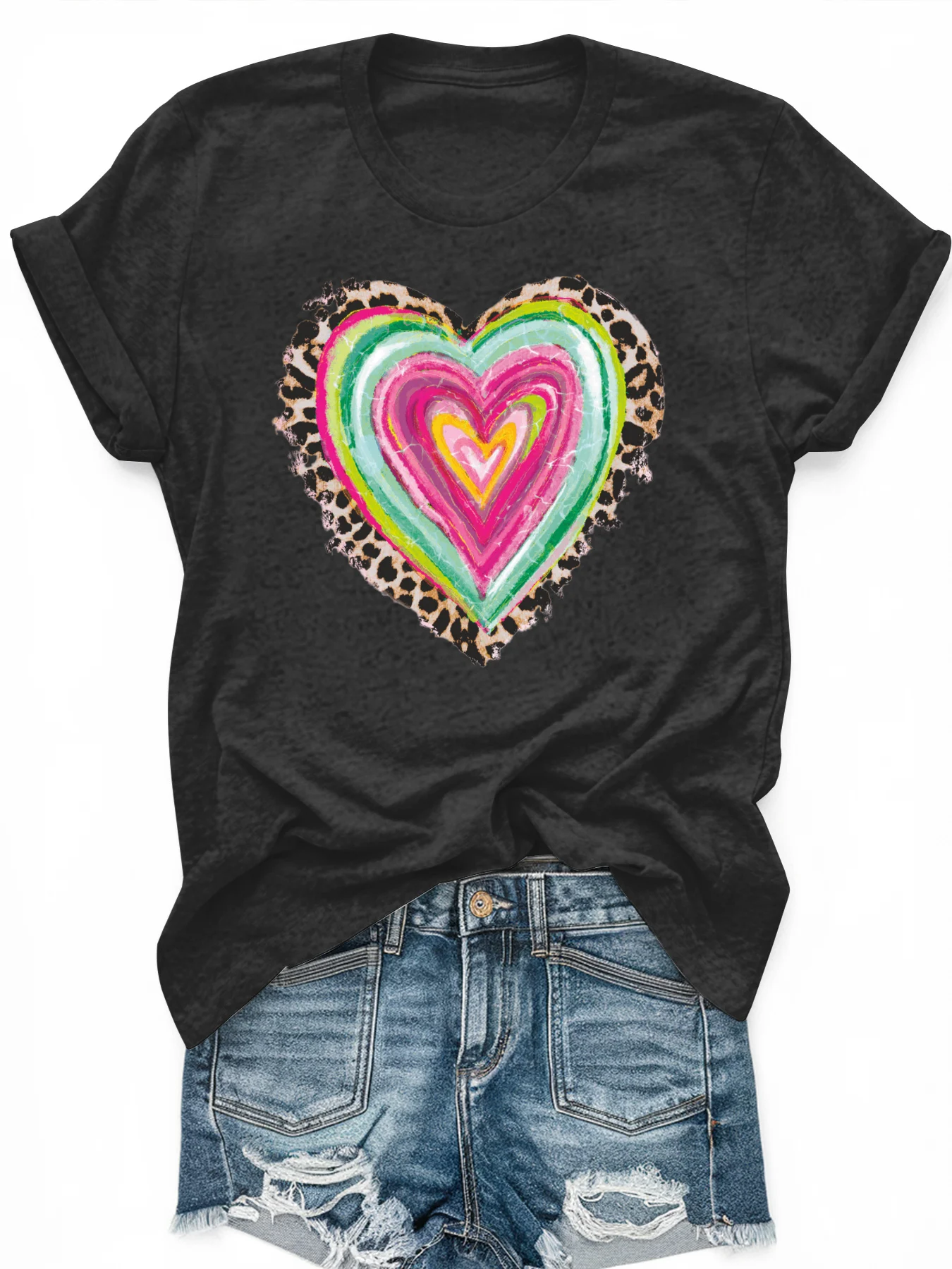 

Women's large-size printed short-sleeved T-shirt, loose and casual, soft, comfortable and breathable, outdoor sports