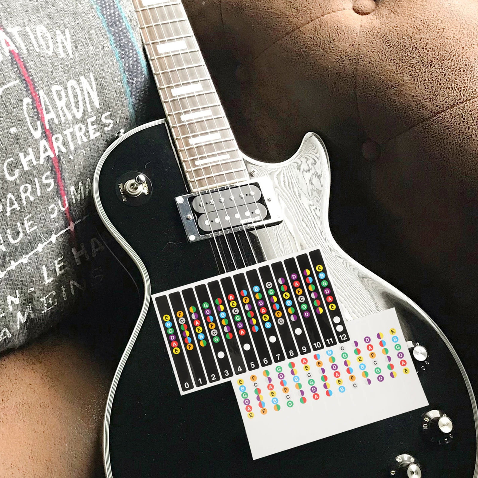 

10pcs Guitar Fretboard Stickers Durable Reusable Electric Guitar Notes Beginner Music Fretboard Labels Scale Stickers