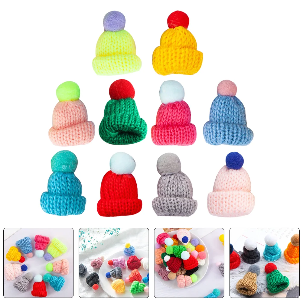 

Christmas Mini Woolen Hat Plush Ball Ornaments Knitted Decoration (mixed Colors 10pcs) Yarn Hats Tree