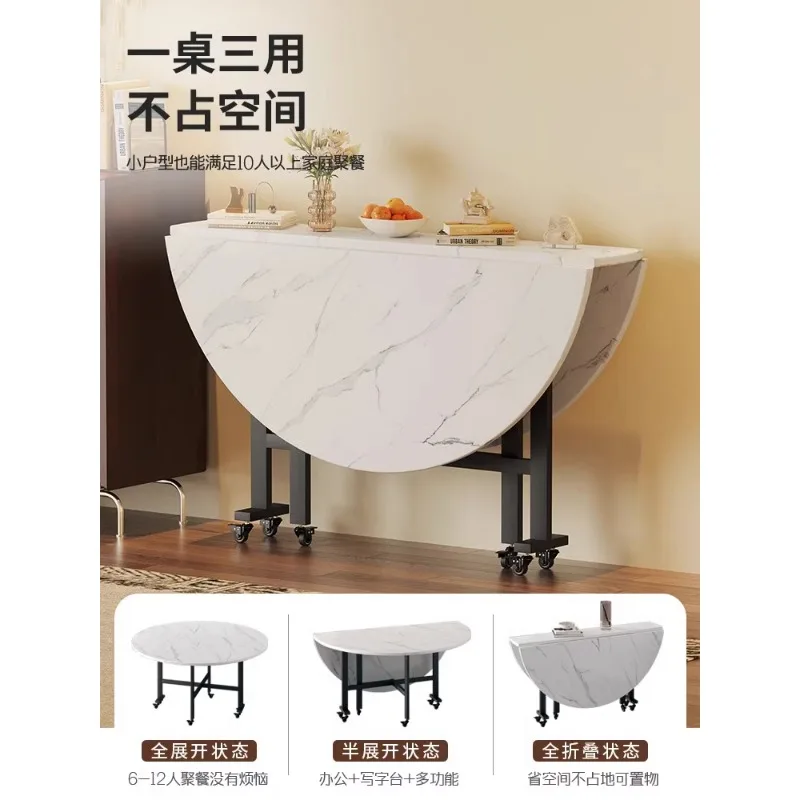 Foldable table dining table household small apartment round eating simple rental room 10 people folding large round