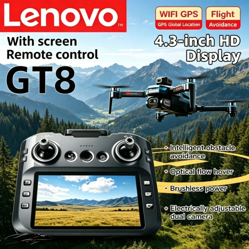

Дрон Lenovo GT8 4K/8K профессиональный с двойной камерой, GPS, FPV, бесщеточным двигателем, оптическим позиционированием, складной квадрокоптер 4K RC