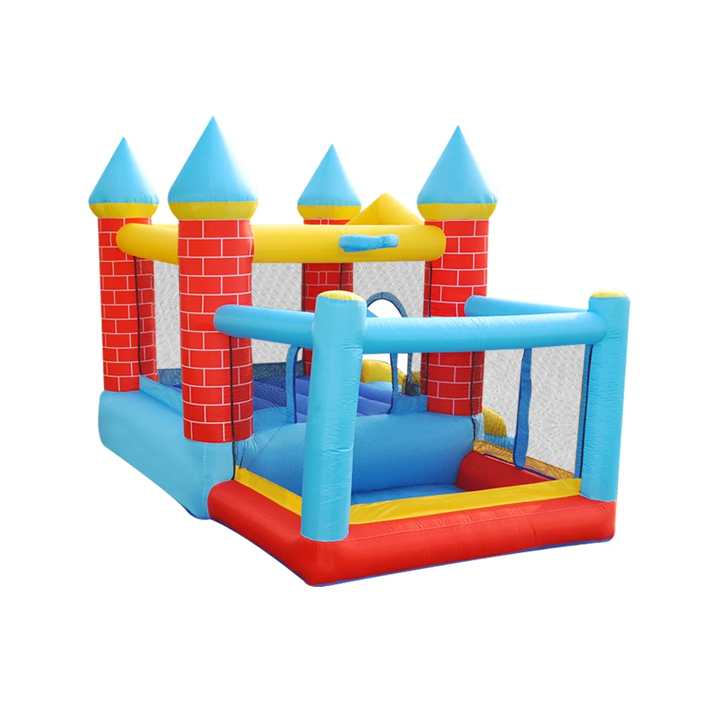 Small combination elastic castle with slide inflatable bounce house toy pool basketball frame jumping bed house