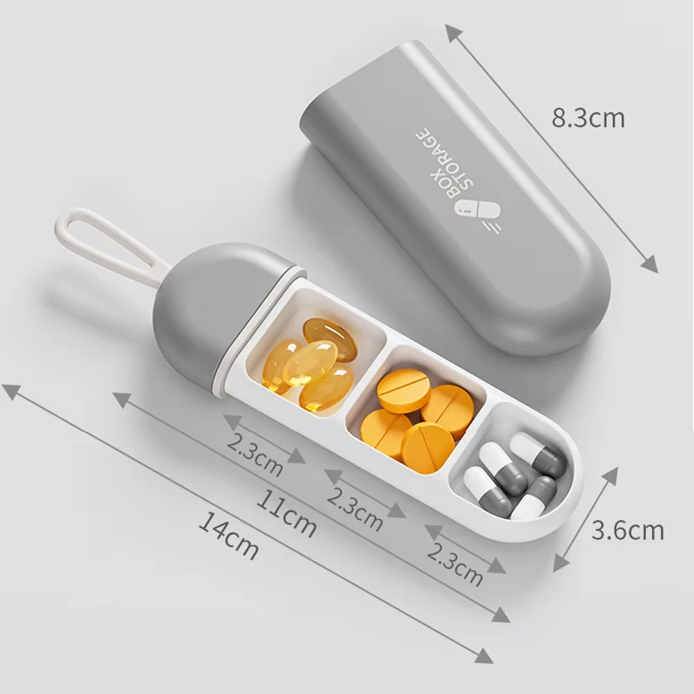 Pill Box Splitters Travel Pill Box Tiny Box Portable Colorful 3 Spaces Medicine Case Health Care Container Case Easy to Carry