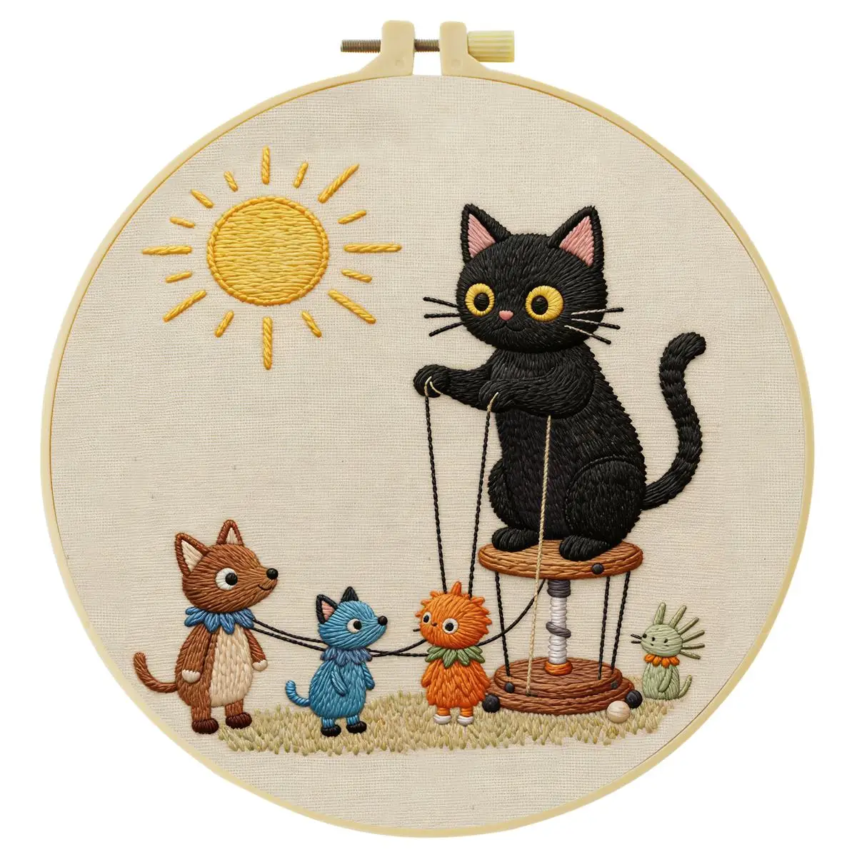 1 Stück 20X20CM/15X15CM 7,87/6,3 Zoll Katze und Maus Stickerei Starter-Kit DIY-Kit DIY-Stickerei-Set Handarbeiten Nähkunst – Detail 3