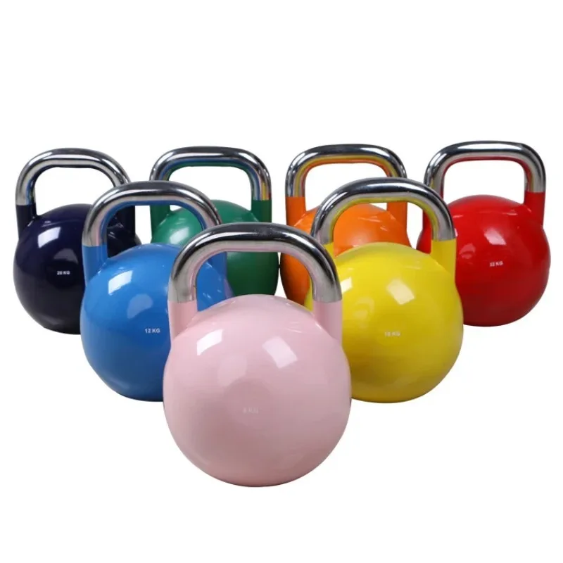 Fitness alta calidad personalizado levantamiento de pesas 28kg Kettleball ajustable mango cromado conjunto competición Kettlebell gimnasio en casa