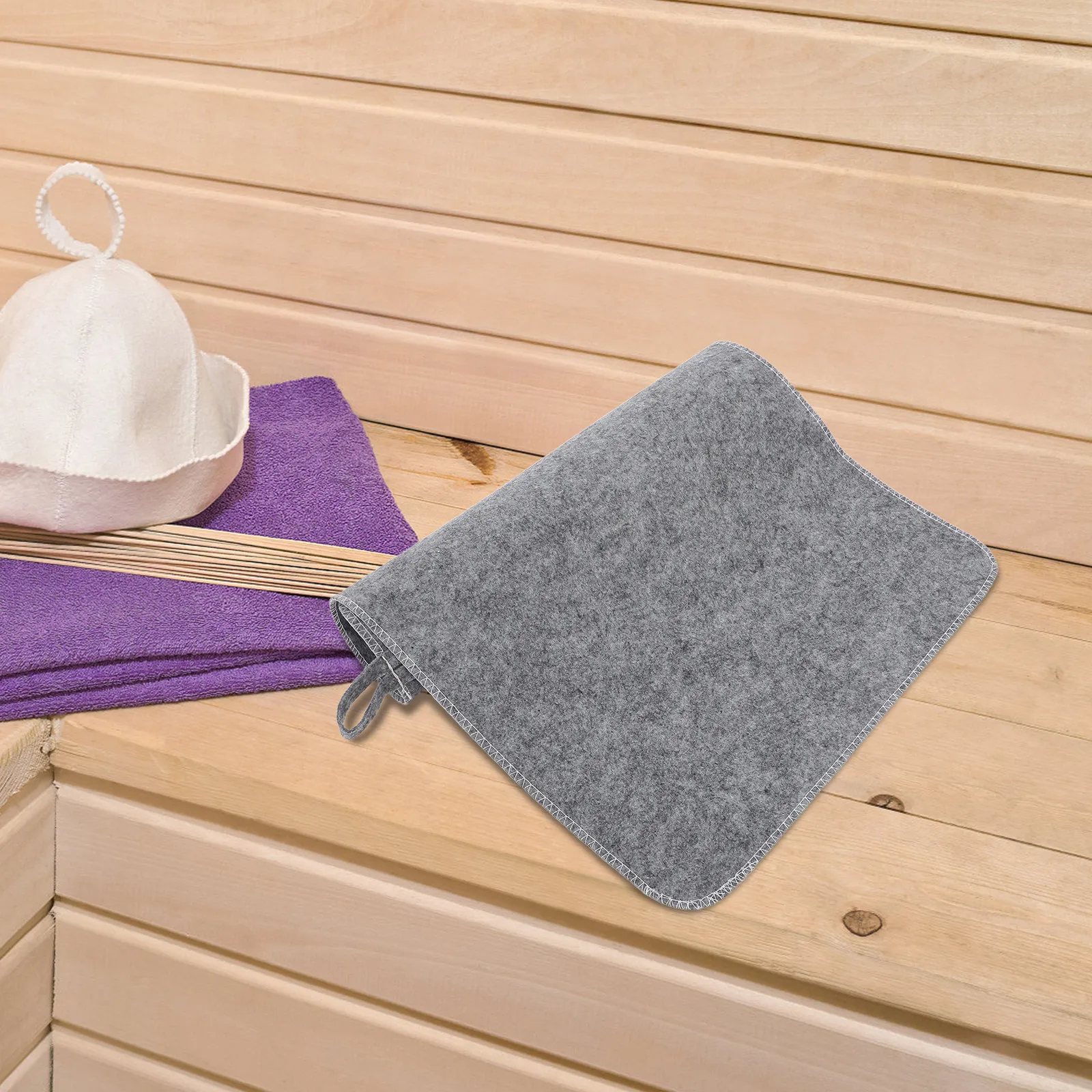 2Pcs Felt Sauna Cushion Seat Mat for Steam Room Bath Spa Shower Bench Portable Lightweight Breathable Sweat Absorbing