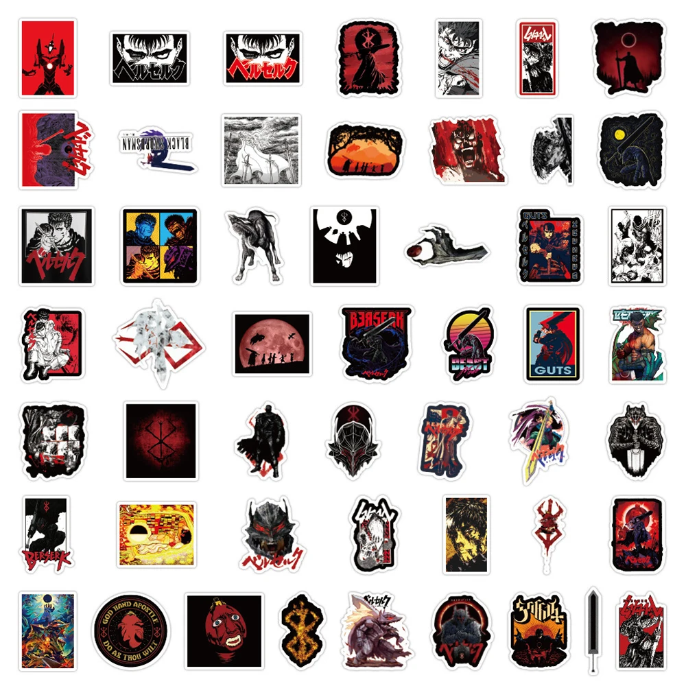 10/30/50/100PCS 클래식 애니메이션 Berserk 스티커 낙서 데칼 어린이 장난감 선물 DIY 노트북 오토바이 스케이트 보드 스티커