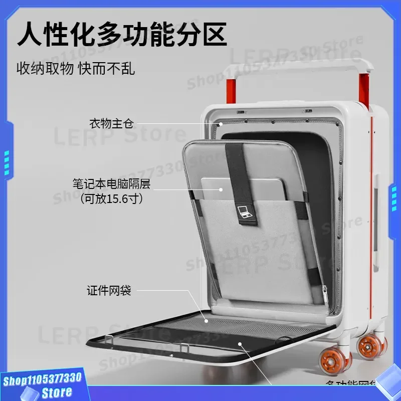 20 Inch Front Opening Carry On Luggage Women Wide Body Spinner Suitcase 24 Inch Password Lock Travel Trolley Case For Check