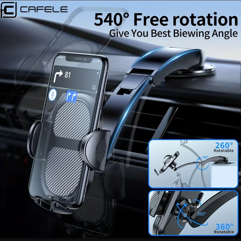 CAFELE Car Phone Holder Fit Thick Case Suction Cell Phone Mount for Dashboard Windshield Vent Mobile Stand Base Vehicle Cradle