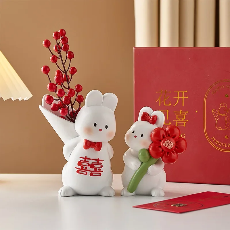 DSA rabbit vase ornament living room flower arrangement bedroom wedding room decoration couple engagement wedding gift