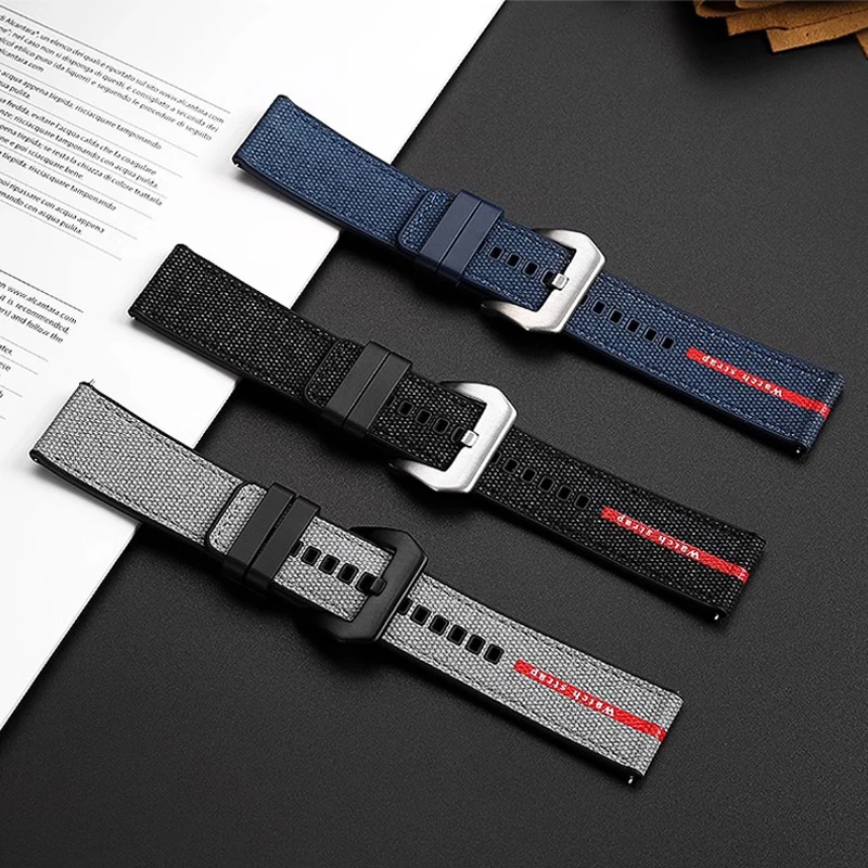 Canvas silicone wristband for Panerai Stealth Series PAM1391/1565/1507/1579 Lumino 1404 series Nylon Rubber Watch Strap