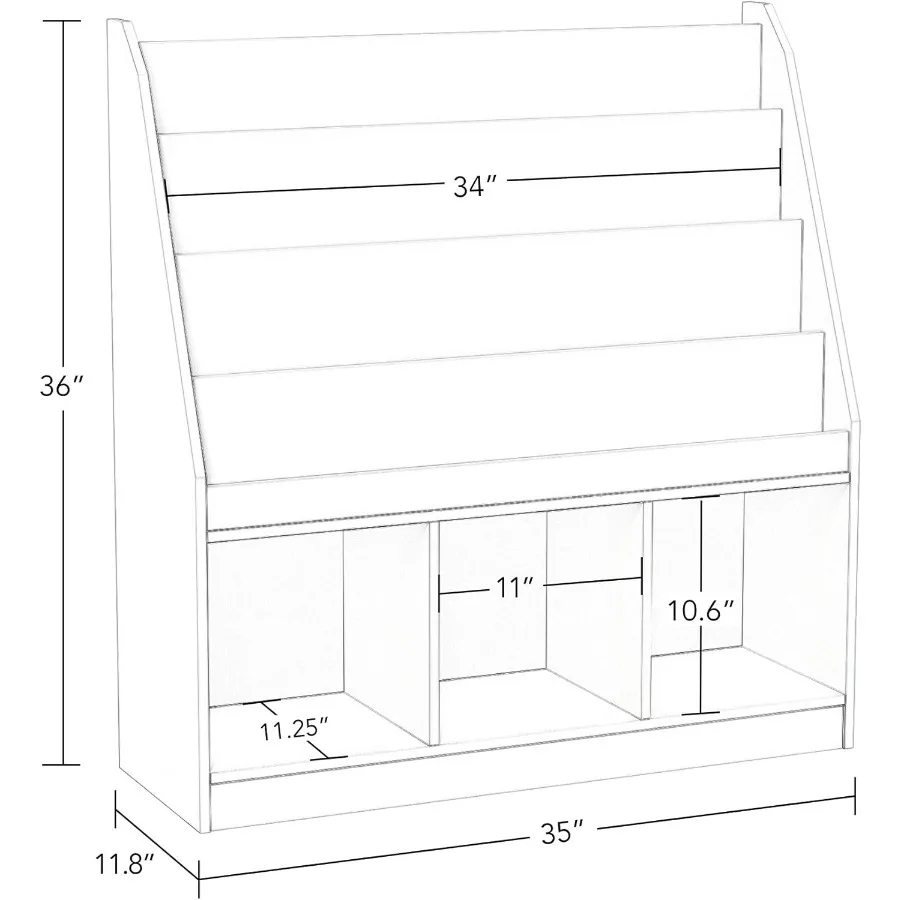 رف كتب مزود بثلاثة مكعبات وصناديق رمادية مثالية لتنظيم كتب الألعاب والإكسسوارات في غرف اللعب والفصول الدراسية أو السرير