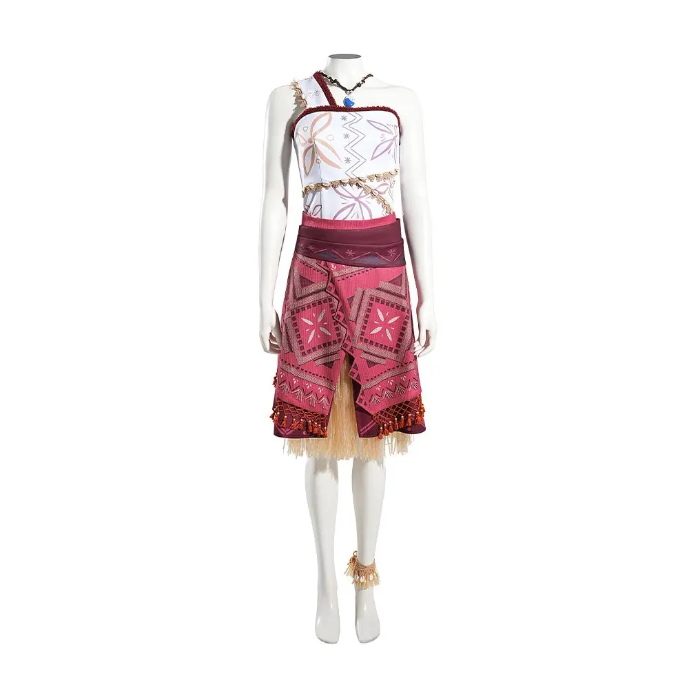

Women Moana Cosplay Costume Vaiana Princess Dresses Necklace Full Set Halloween Carnival Party Role Play Costume for Adult