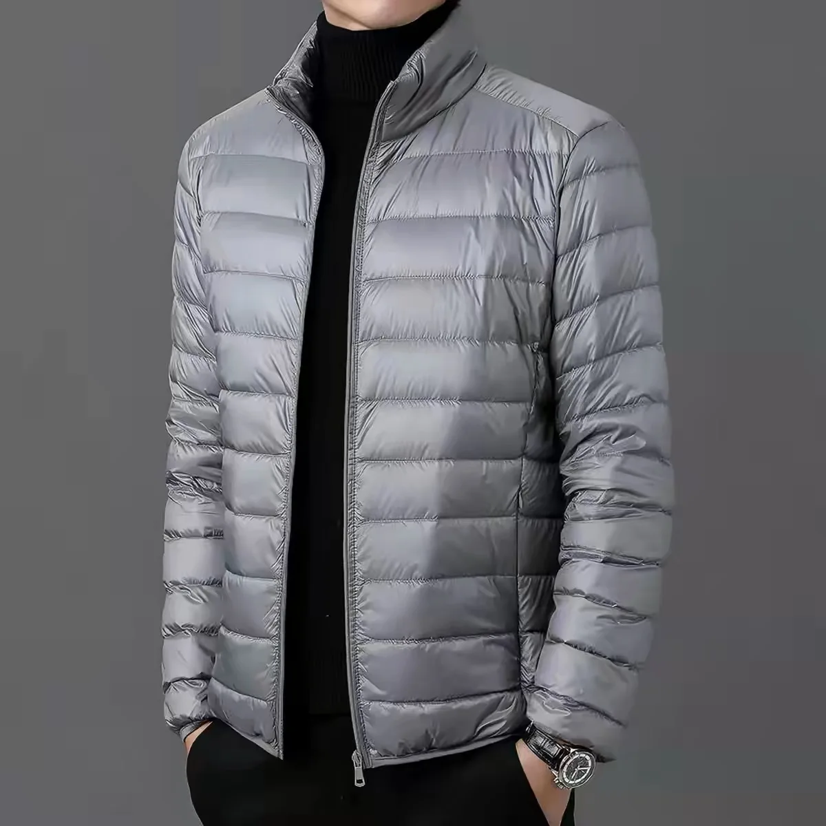 Lightweight Cotton Jacket Men's Winter New Style Ultra-Light Short Quilted Warm Stand Collar Youth Fashion Urban Wear