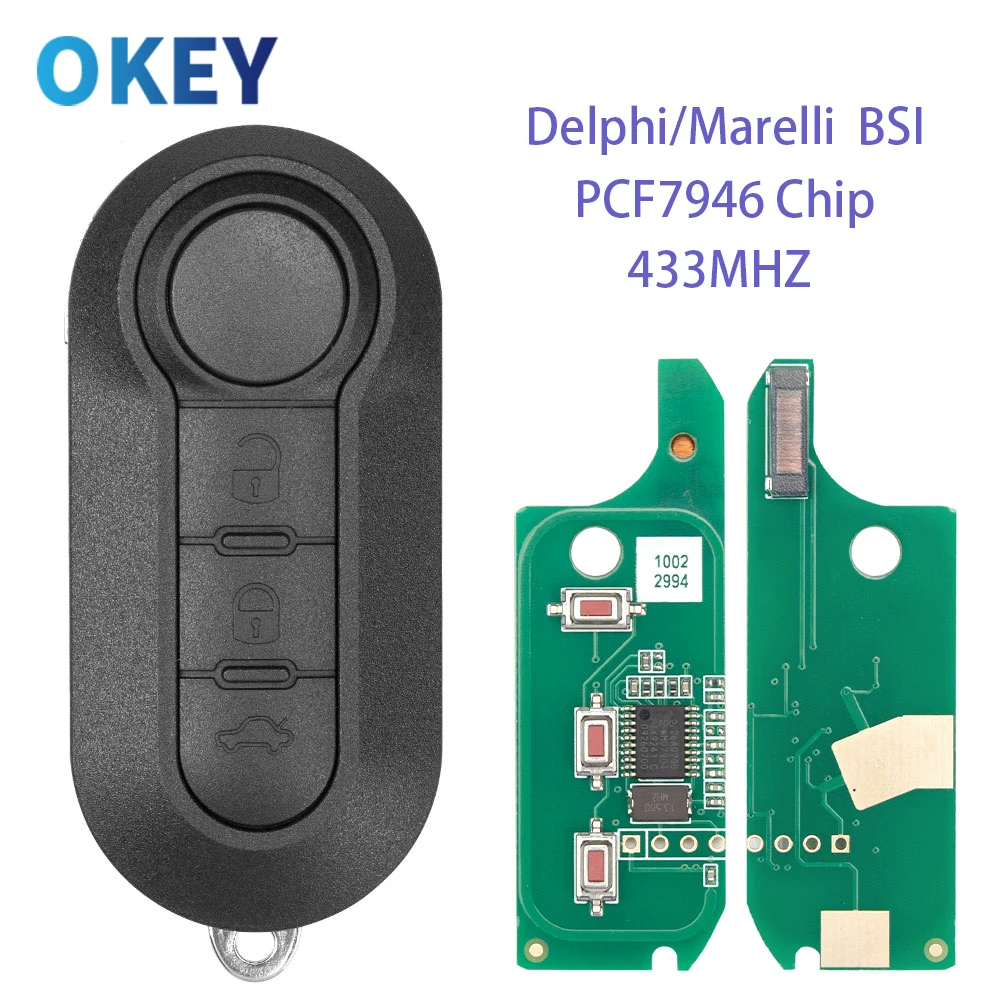 

Okey Remote Smart Car Key Marelli/Delphi RX2TRF198 PCF7946 433MHz For Fiat 500L Ducato Citroen Jumper Peugeot Boxer 2008-2015