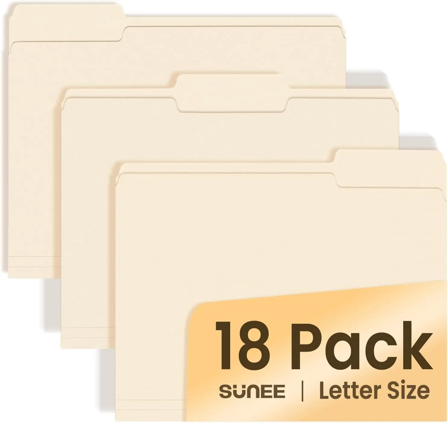 

18 Pack Manila Folders, 1/3 Cut Tab for Easy Labeling, Durable Paper for Home Office School Filing