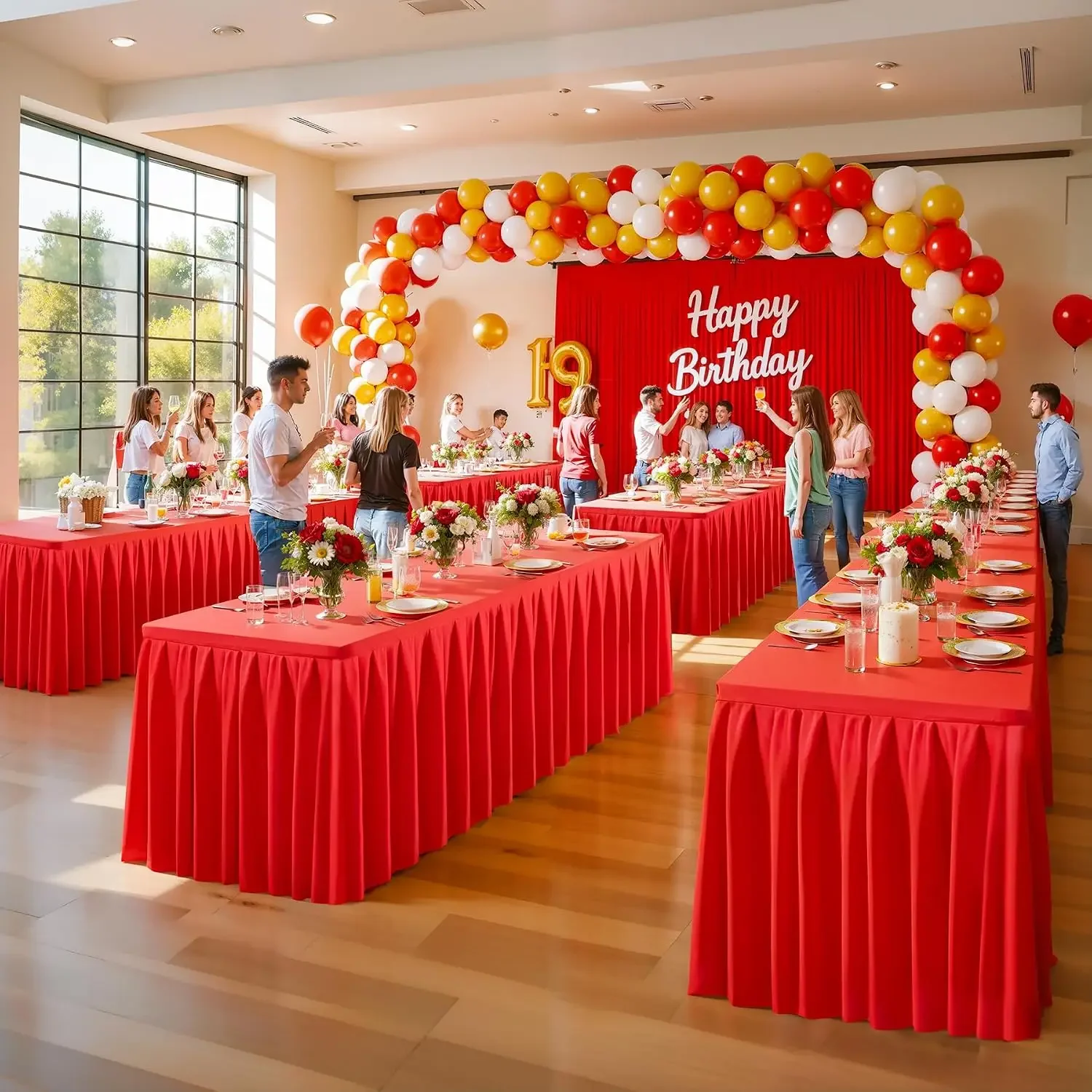8 Pack Red Rectangle Tablecloth 6 FT Stretch Spandex Fitted Table Cloth for 6 Foot Rectangle Tables Banquet Tablecloths Wrinkle