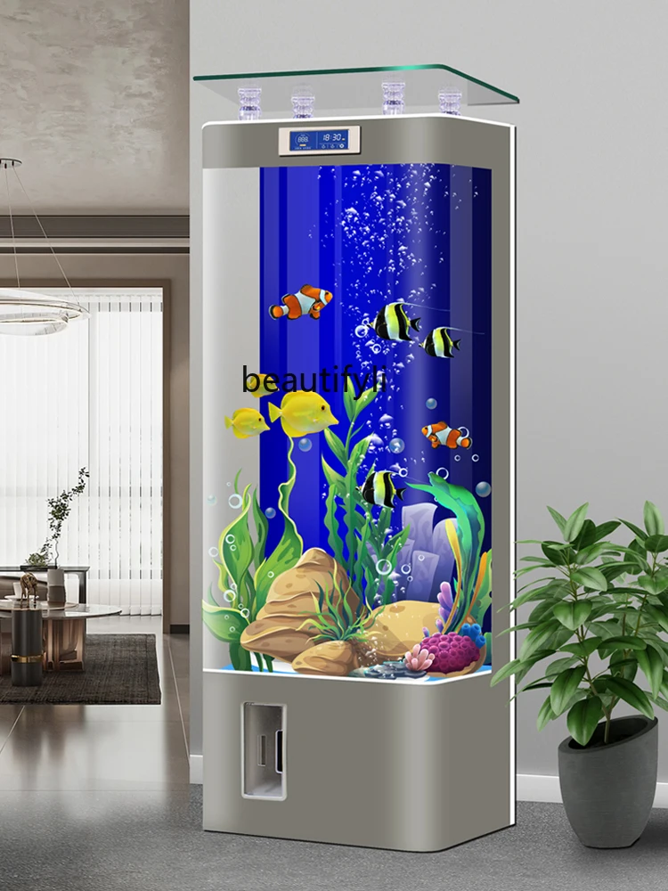 Smart Fish Globe Living Room Home Medium-Sized Vertical One-Click Sewage Ecological Glass No Change Aquarium