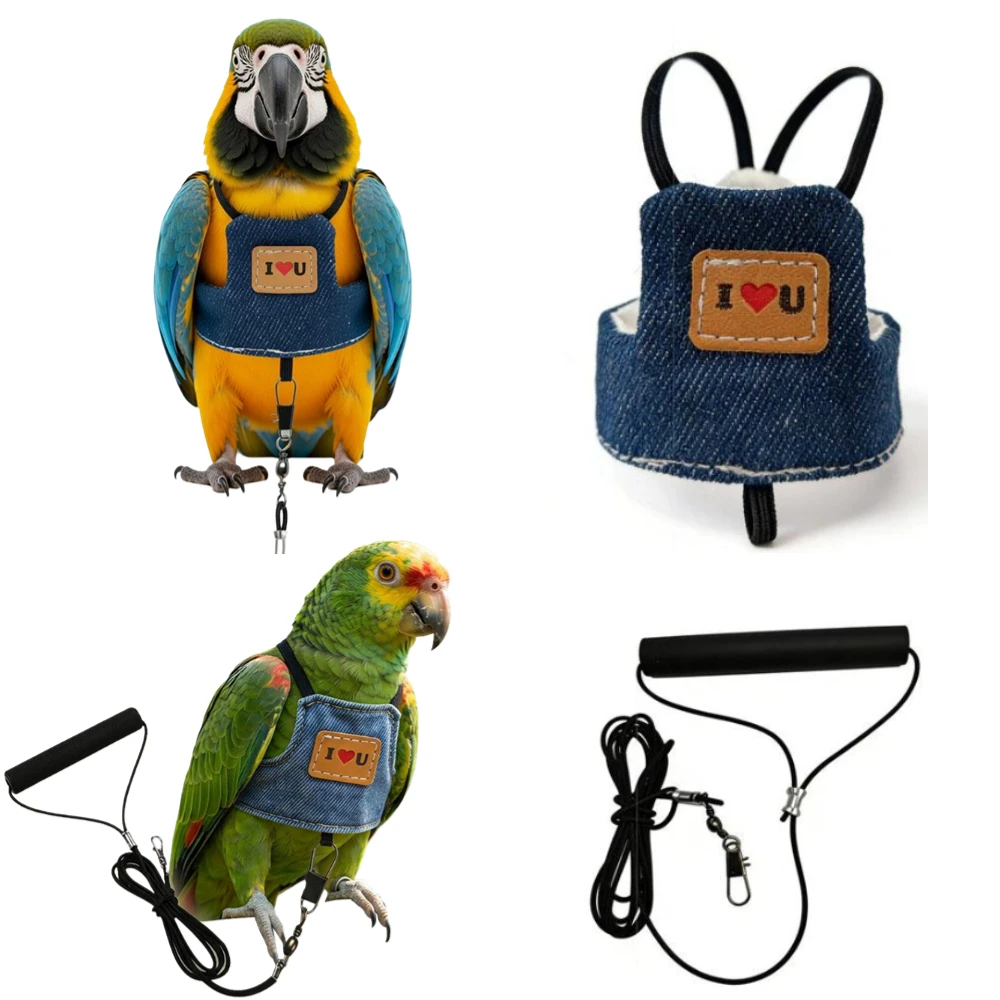 New Parrot Flying Harness Vest Comfortable Adjustable Bird Harness Flight Training Rope For Small Medium Parakeet Outdoor Flying