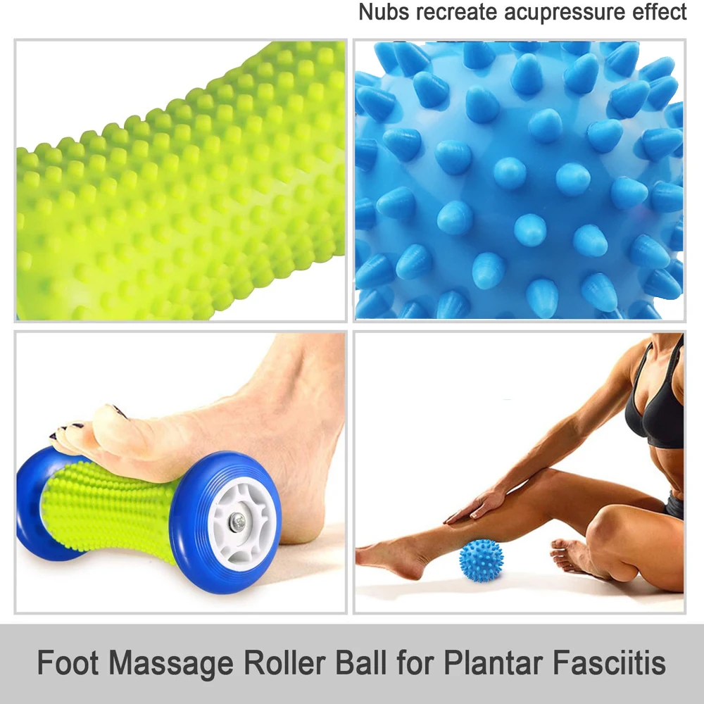 1 Foot Massage Roller and 2 Spiky Massage Balls for Plantar Fasciitis,Foot Arch Pain Relief; Deep Trigger Point Therapy Recovery