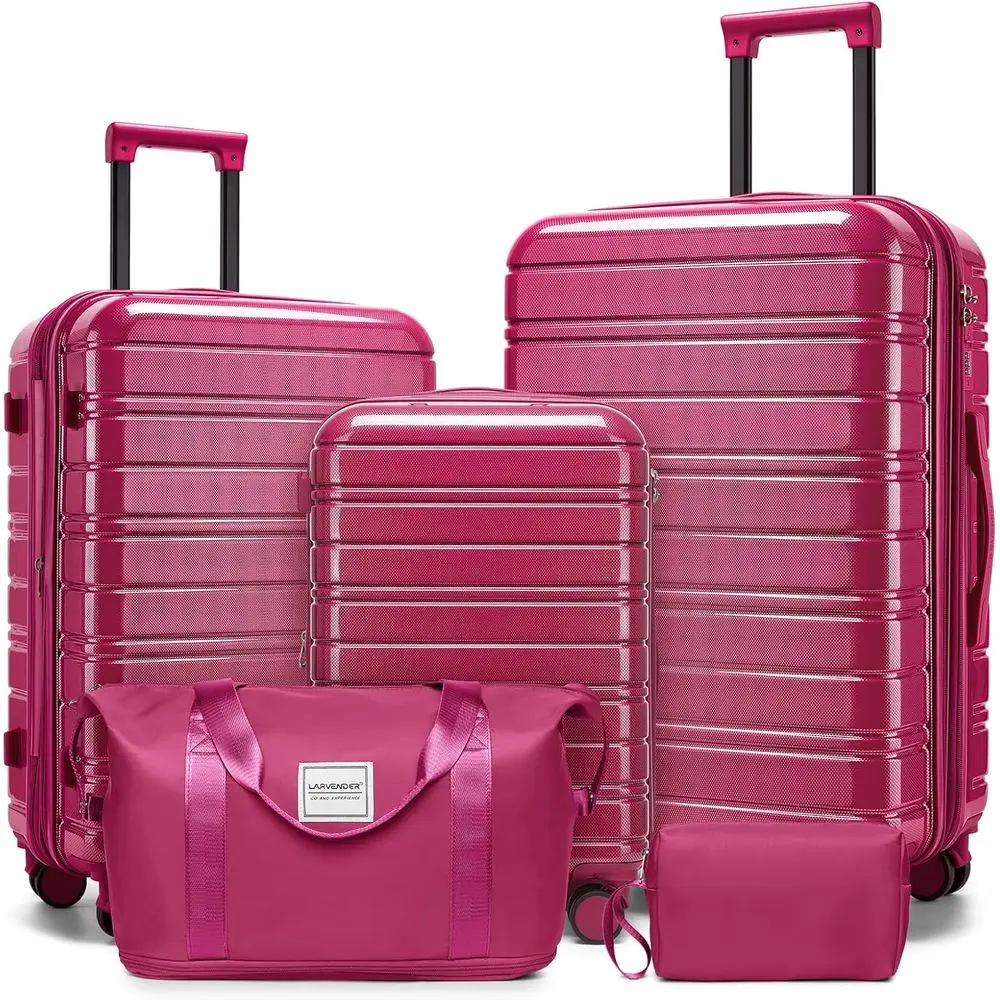 

Набор из 5 расширяемых жестких чемоданов на колесах, легкий багаж для путешествий, Very Berry