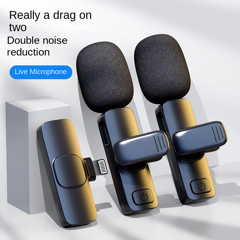 

New Wireless Lavalier Microphone Portable Audio Video Recording Mini Mic for iPhone Android Live Broadcast Gaming Phone Mic