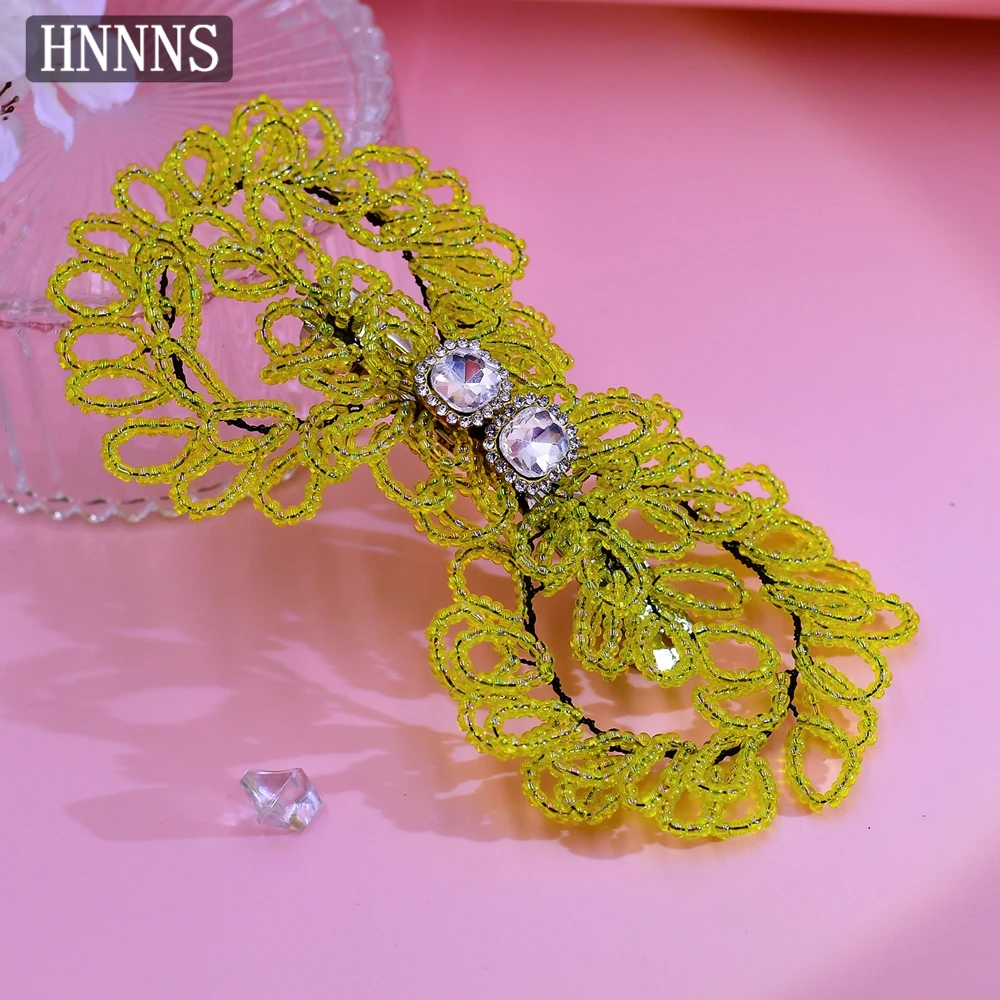 

HNNNS Crystal Beaded Bow Hair Clip Elegant Hairpins Daily Casual Jewelry Hair Accessories Party Dating Shopping Hairclips A179