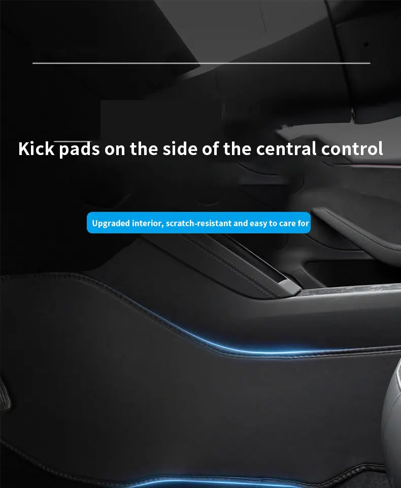 Carbon-Flash-Schutz für Tesla Model Y 2021-2024 Mittelkonsole, Zwei Seitenpaneele, Anti-Kick-Pad, Schutzabdeckung aus Leder – Detail 1