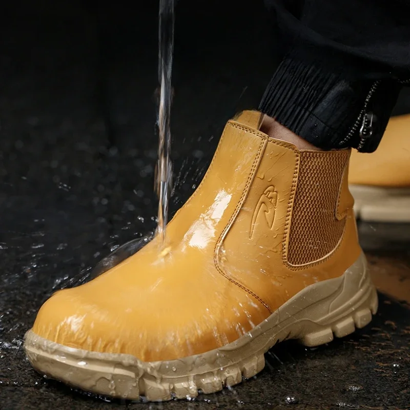 Men\'s Safety Shoes Waterproof Boots Steel Toe Work Boots Indestructible Men Boots Anti-smash Puncture Proof Shoes Plus Size 48