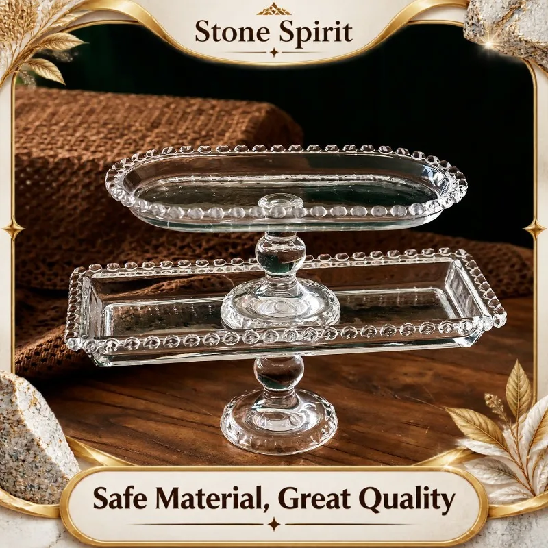 Nordic Style Glass Cake Stand with Pedestal, Elegant Dessert Plate for Afternoon Tea Party, Modern Snack Fruit Serving Tray
