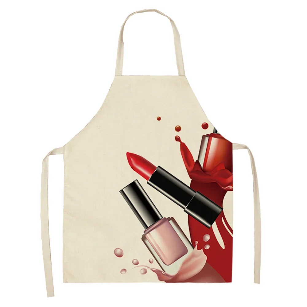 Kitchen nail lipstick 55*68cm cotton linen bib household cleaning women\'s home cooking outing delantal Delantal antiincrustante