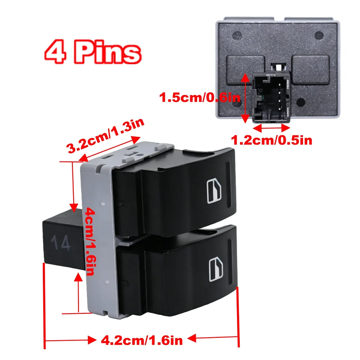 7E0959855A9B9 Driver Side 4-Pins Electric Window Control Lifter Switch Button Push Pull Switch For VW Transporter T5 2003-2015