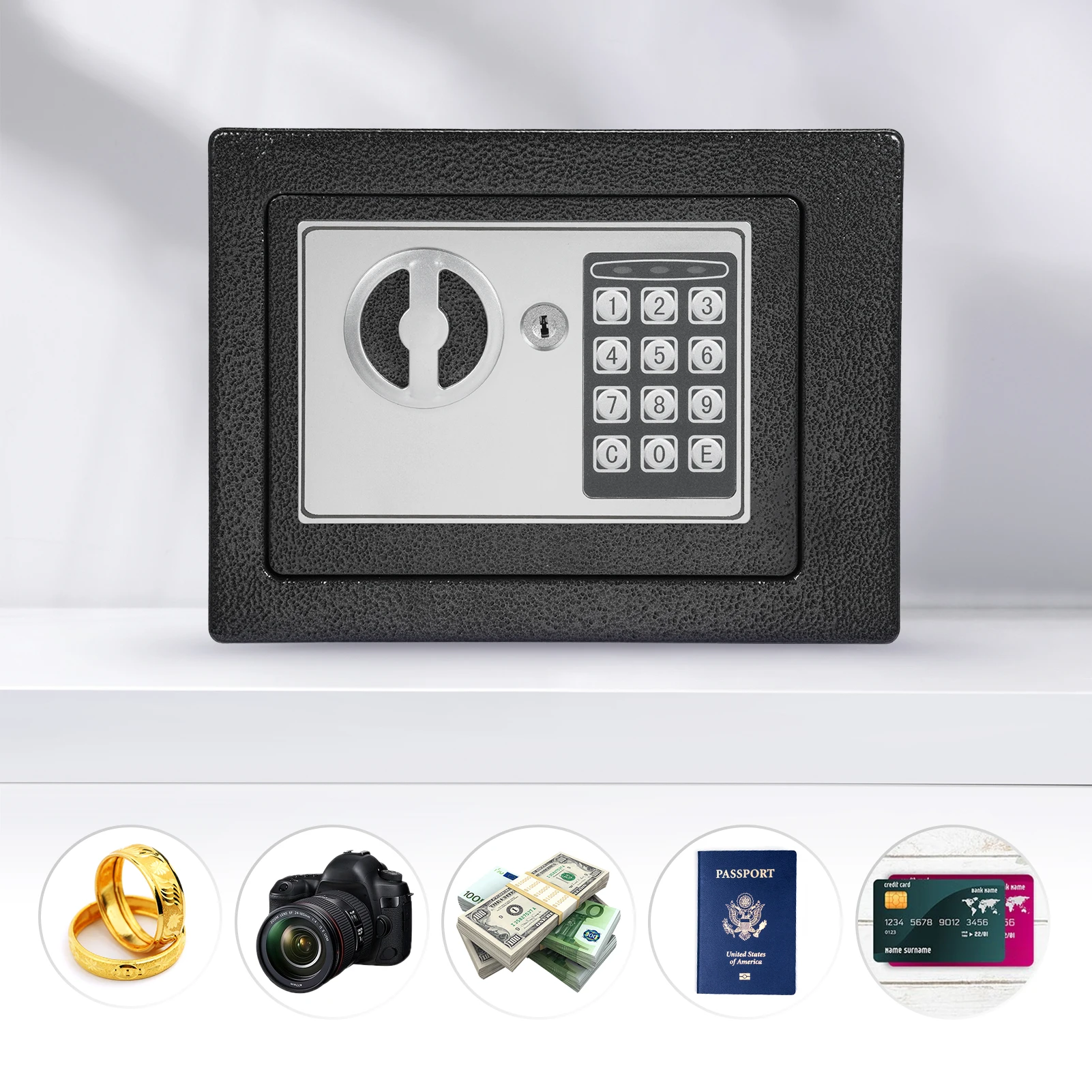Home Safes Fireproof Waterproof Box+Document Bag with Keypad and 2pcs Spare Key Digital Home Security for Documents Money Gold
