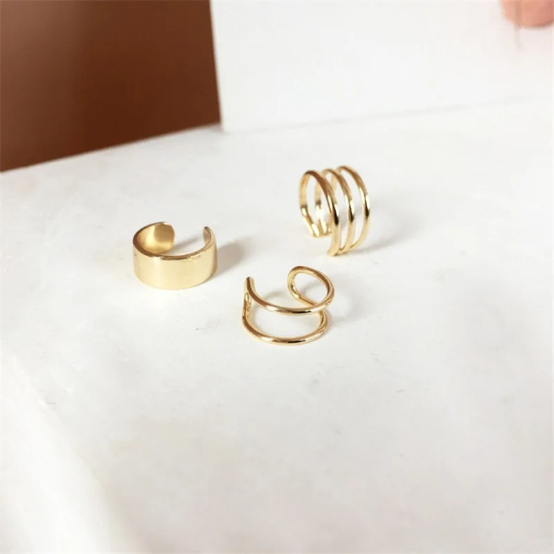 3 pcs Fashion Simple Smooth Ear Cuffs Clip Earrings for Women No Piercing Fake Cartilage Earring  Jewelry Gifts