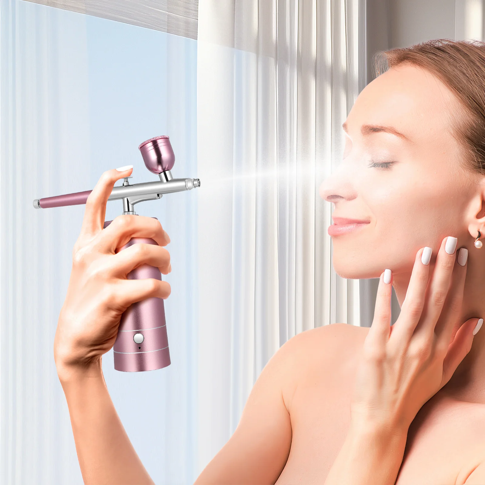 1 مجموعة 1 مجموعة مجموعة البخاخة الكهربائية تصميم لاسلكي لمسمار الفن اللوحة ماكياج رذاذ الطلاء آلة فرشاة الهواء #5