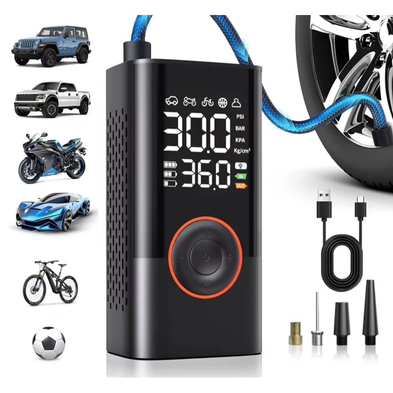 150PSI Air Pump Tire Inflator Portable Air Compressor with Digital Pressure Gauge for Car Bike Motorcycle Ball