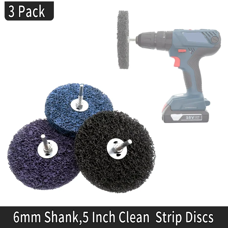 

3 PCS 5 Inch Easy Strip Discs Clean Poly Strip Wheel Abrasive Angle Grinders Clean Tool For Rust Paint Flaking Materials Removal